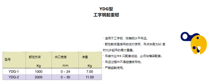 YDG型工字钢起重钳